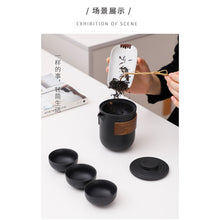 Muatkan imej ke dalam penonton Galeri, Black Crockery Ceramic Teapot Gaiwan Tea Cups Kung Fu Teaset Portable Travel Tea Set Drinkware
